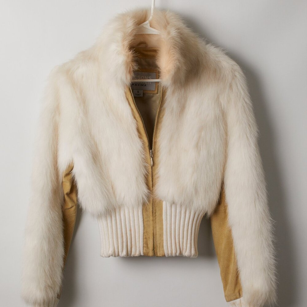 Chic Fitted Wilsons Leather Maxima Faux Fur Suede Jacket S
